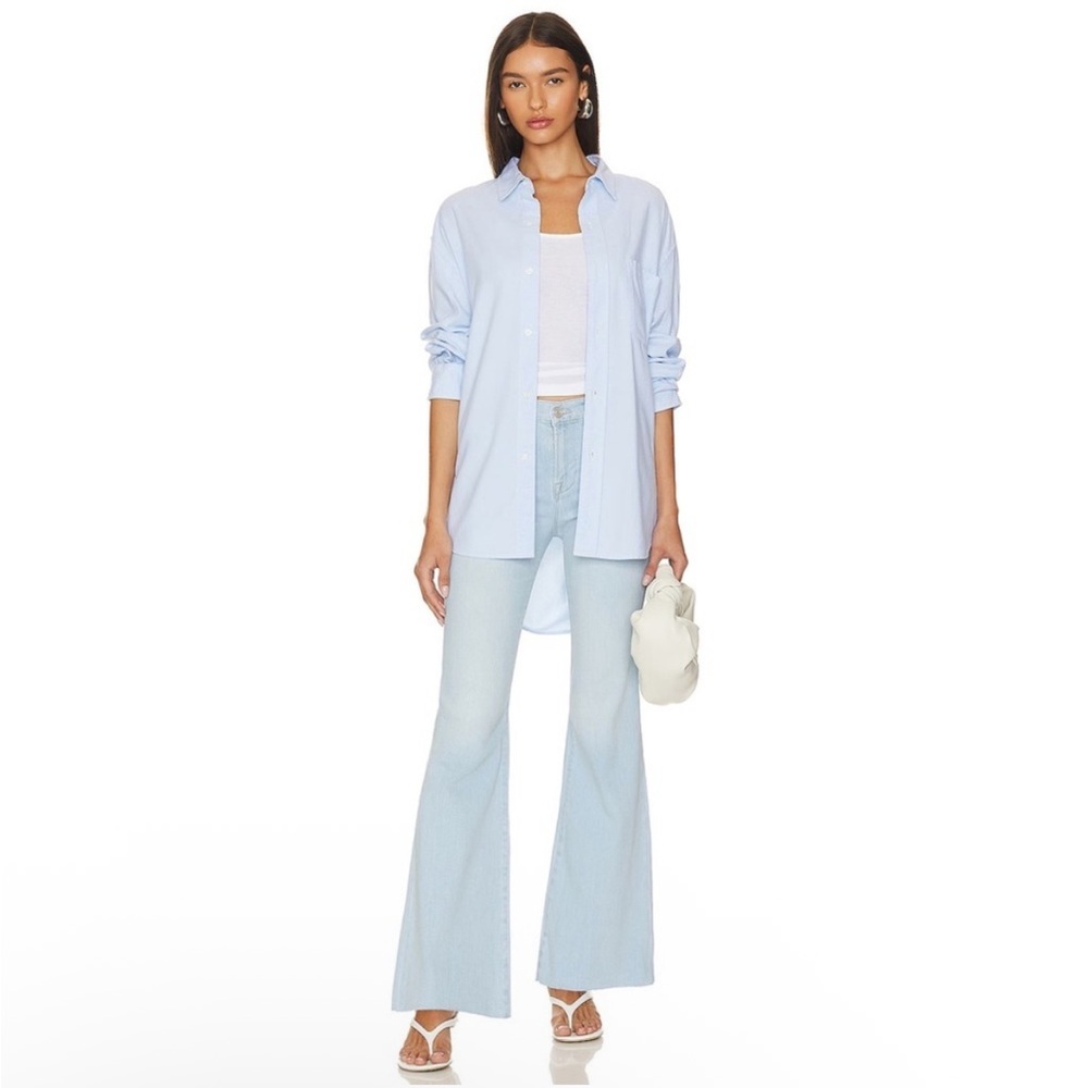 Frame Le Easy Flare Denim Jeans Light Wash Raw Hem Size 32